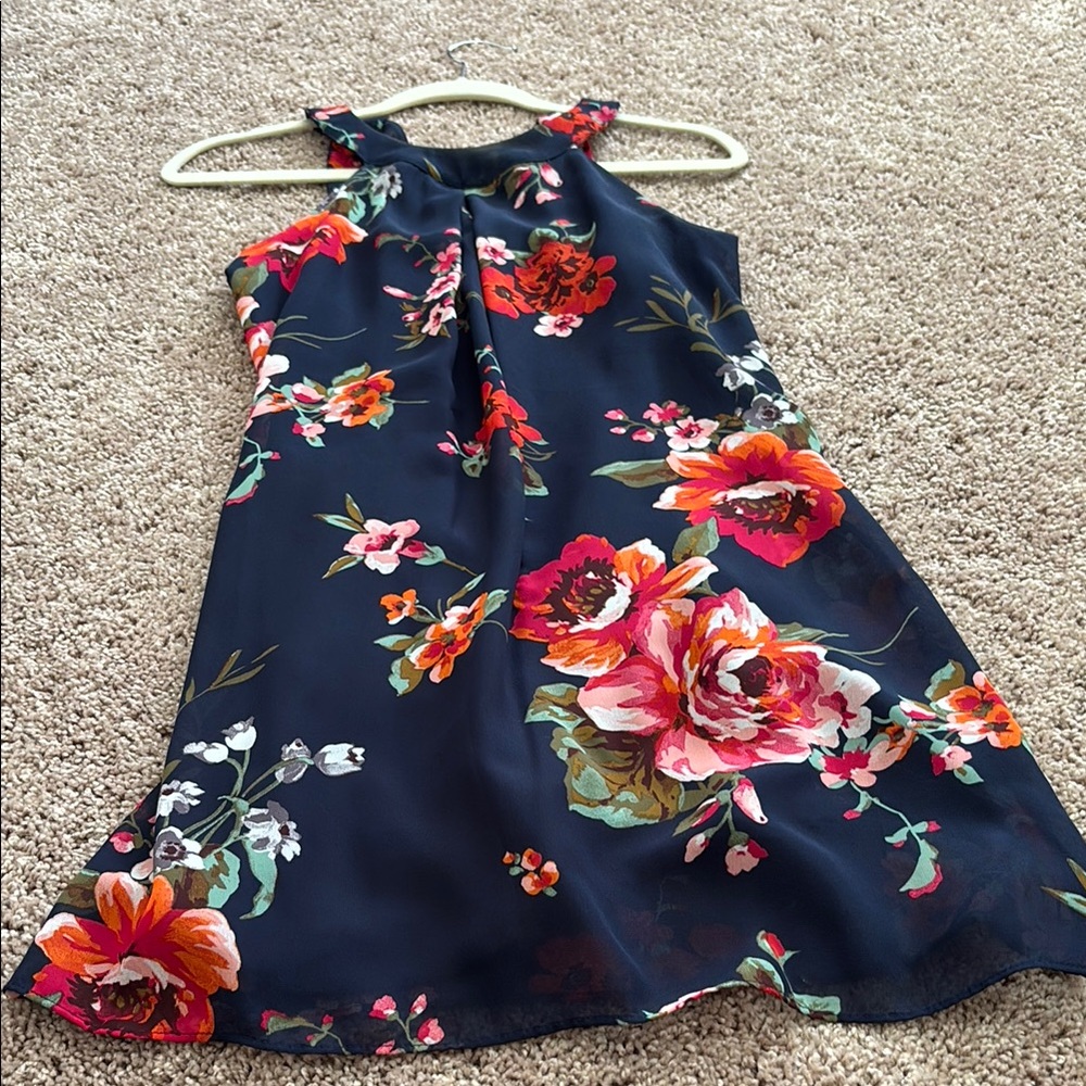 Iz Byer Blue and Red Sleeveless Halter Mini Sundress